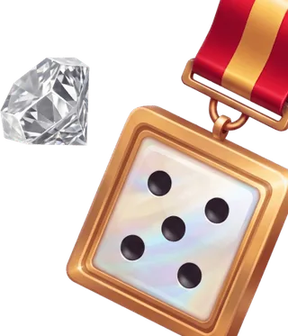 Gouden medaille van de Dice Palace VIP-club met dobbelsteen
